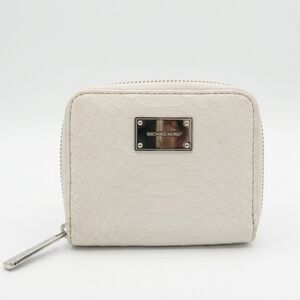 Michael Kors Snakeskin Embossed Compact Zip Around Wallet